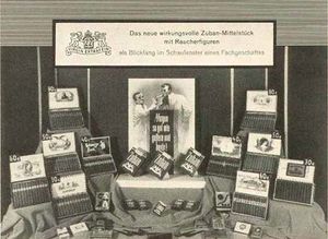 Sortiment der Münchener Zigarettenfabrik Zuban bzw. späteren Zigarettenmarke Zuban